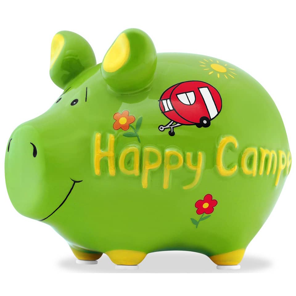 Sparschwein klein "Happy Camper", 12,5 x 9 x 9 cm, Keramik KCG 10031728 KCG 101760/10031728 Happy Camper
