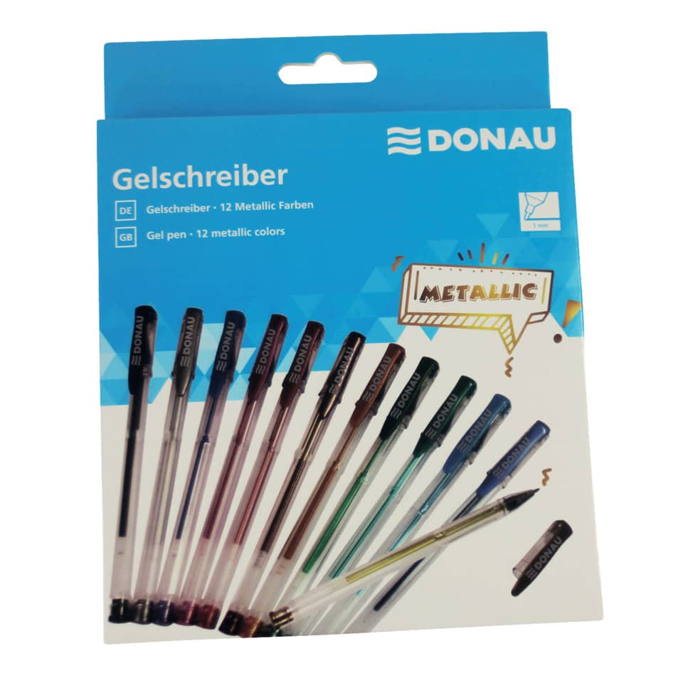 Gelschreiber Metallic, 12 Stück, Blister DONAU 5110200-99