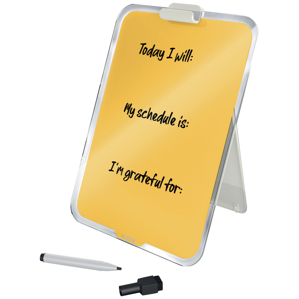 Memoboard Cosy, A4, Sicherheitsglas, magnetisch, aufstellbar, gelb LEITZ 3947-00-19