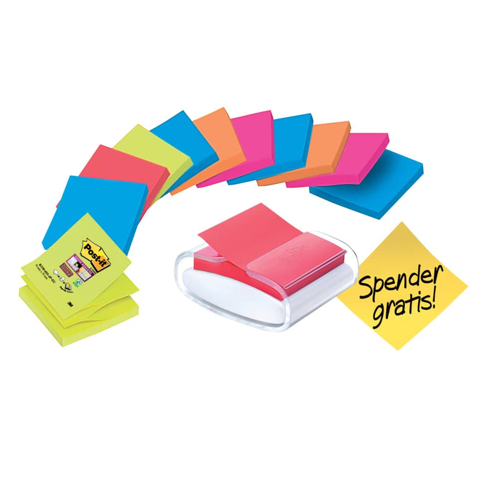 Haftnotizspender Super Sticky Z-Notes+12 Block, schwarz/transparent POST-IT PRO-W12N POST-IT PRO-W12N +12Bk SupSticky