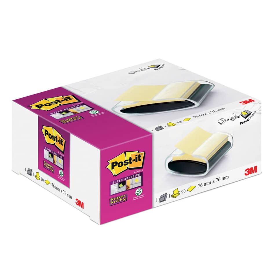 Haftnotizspender Super Sticky Z-Notes+1 Block, schwarz/transparent POST-IT PRO-B1Y POST-IT PRO-B1Y +1Bk SupSticky