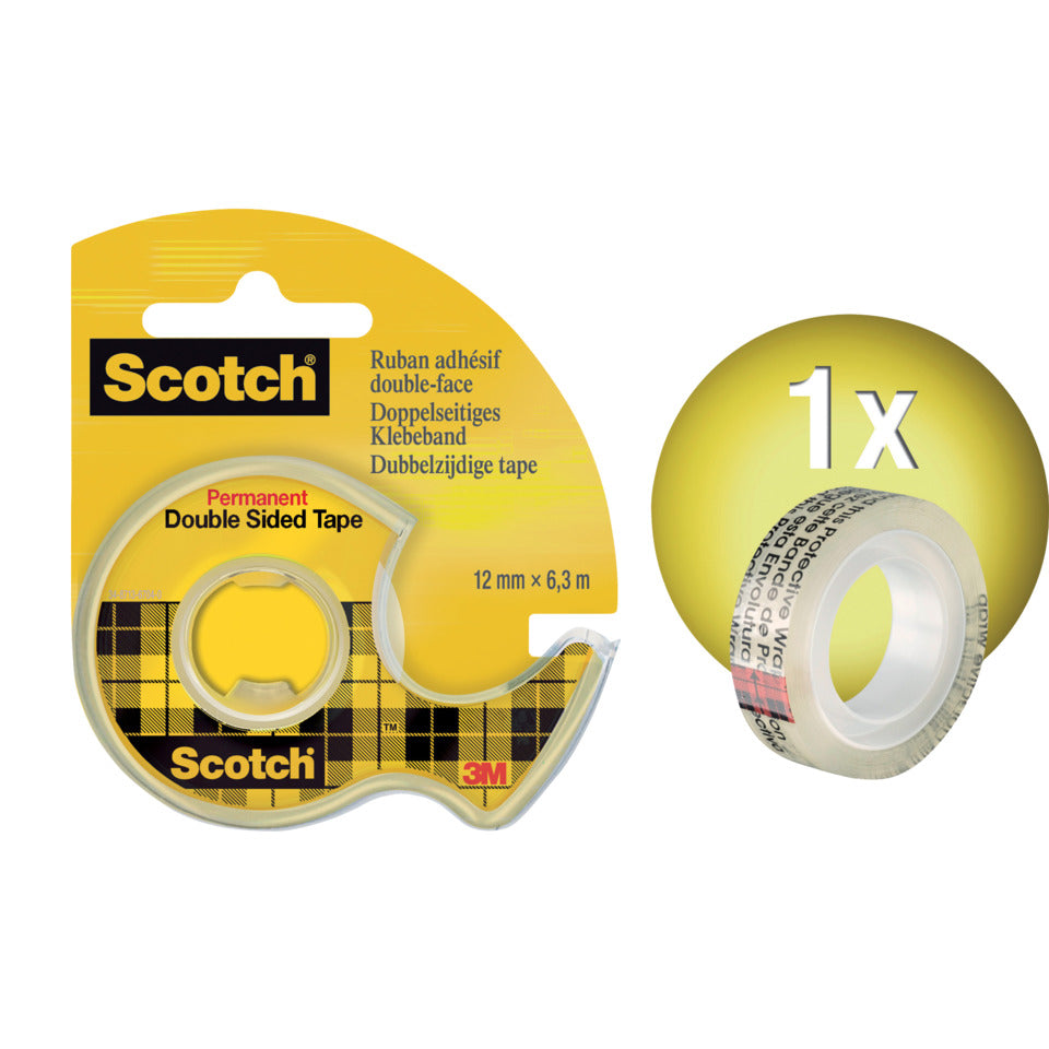 Handabroller mit doppelseitigem Klebeband, 12 mm x 6,3 m SCOTCH 665H1263 SCOTCH 665H1263  136D