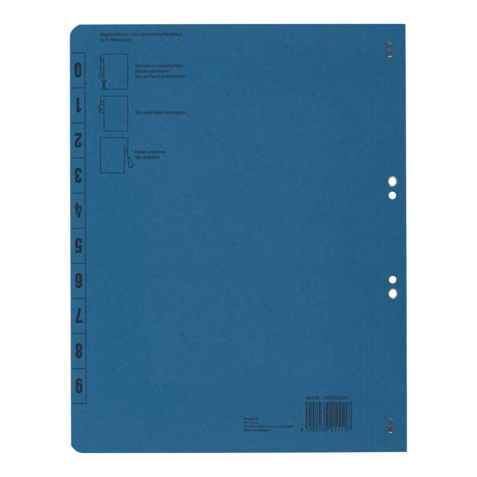 Ösenhefter, A4, 250 g/m², halber Deckel, kfm-/Amtsheftung, Manilakarton, blau ELBA 100560000