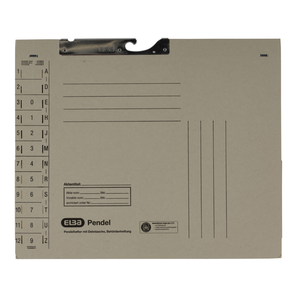 Pendelhefter mit Dehntasche, 320g/m², Amtsheftung, grau ELBA 100570021