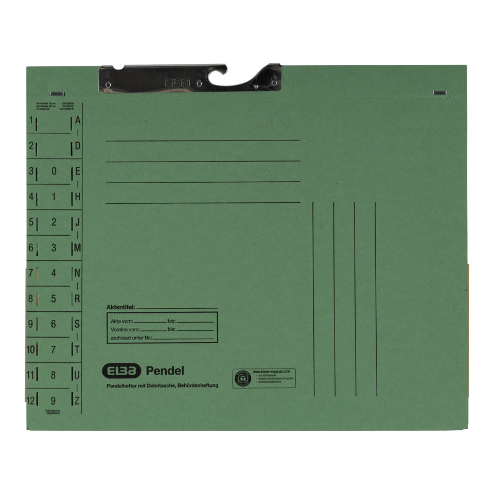 Pendelhefter mit Dehntasche, 320g/m², Amtsheftung, grün ELBA 100570020