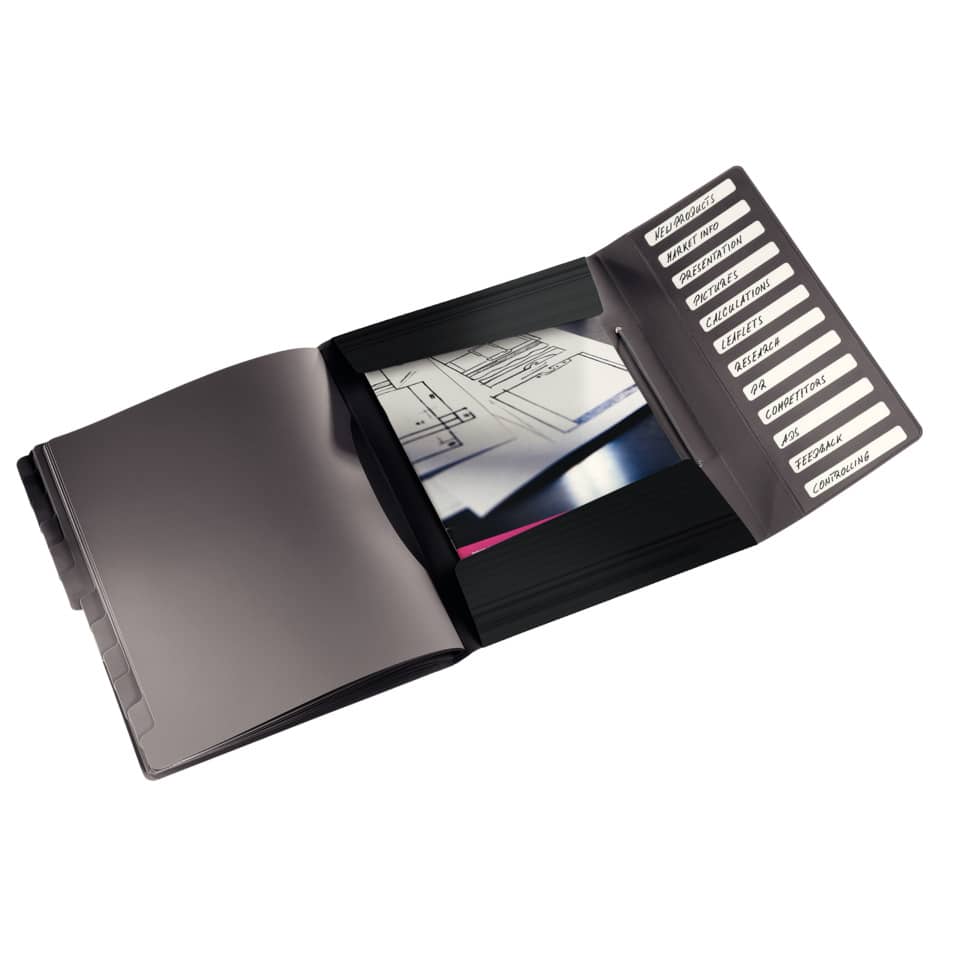 Ordnungsmappe Solid, 12 Fächer, PP, schwarz LEITZ 4570-10-95 LEITZ 4570-10-95 PP 12 Fächer