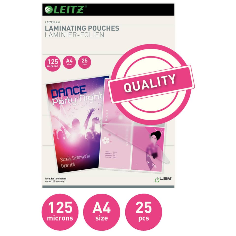 Laminierhülle, A4, 125 µm, glänzend, 25 Stück LEITZ 33835 LEITZ 33835  PG25St