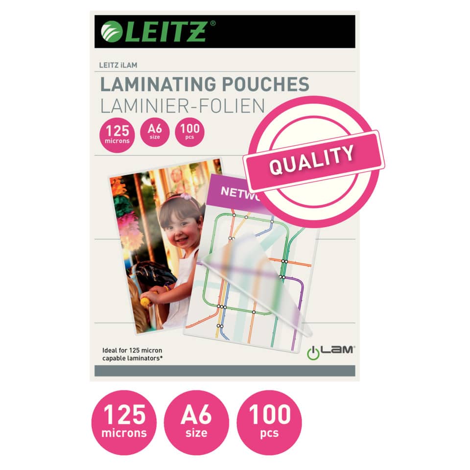 Laminierhülle, A6, 125 µm, glänzend, 100 Stück LEITZ 33806