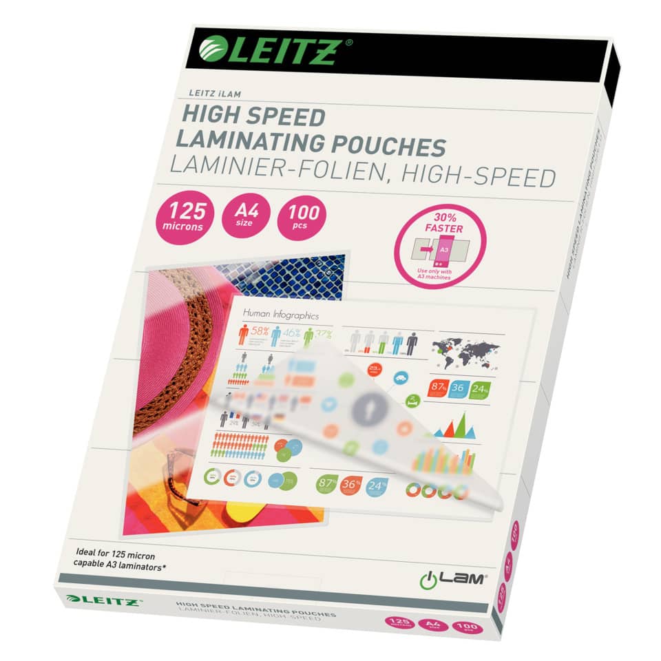 Laminierhülle Speed, A4, 125 µm, glänzend, 100 Stück LEITZ 7430-00-02