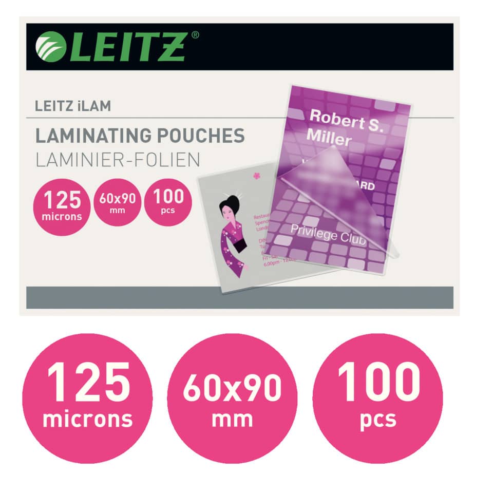 Laminierhülle, 60 x 90 mm, 125 µm, glänzend, 100 Stück LEITZ 7369-00-02 LEITZ 7369-00-02  100ST