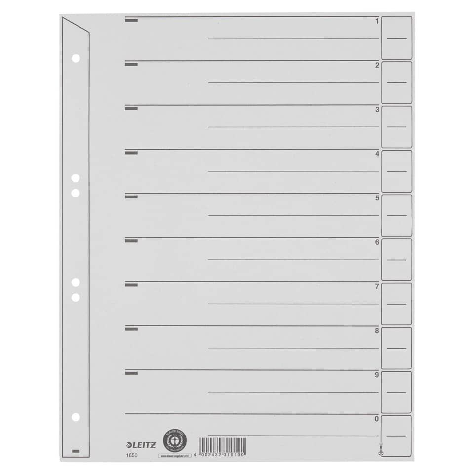 Trennblatt, A4, Karton, Überbreite, grau, 100 Stück LEITZ 1650-00-85 LEITZ 1650-00-85 100ST ungeöst