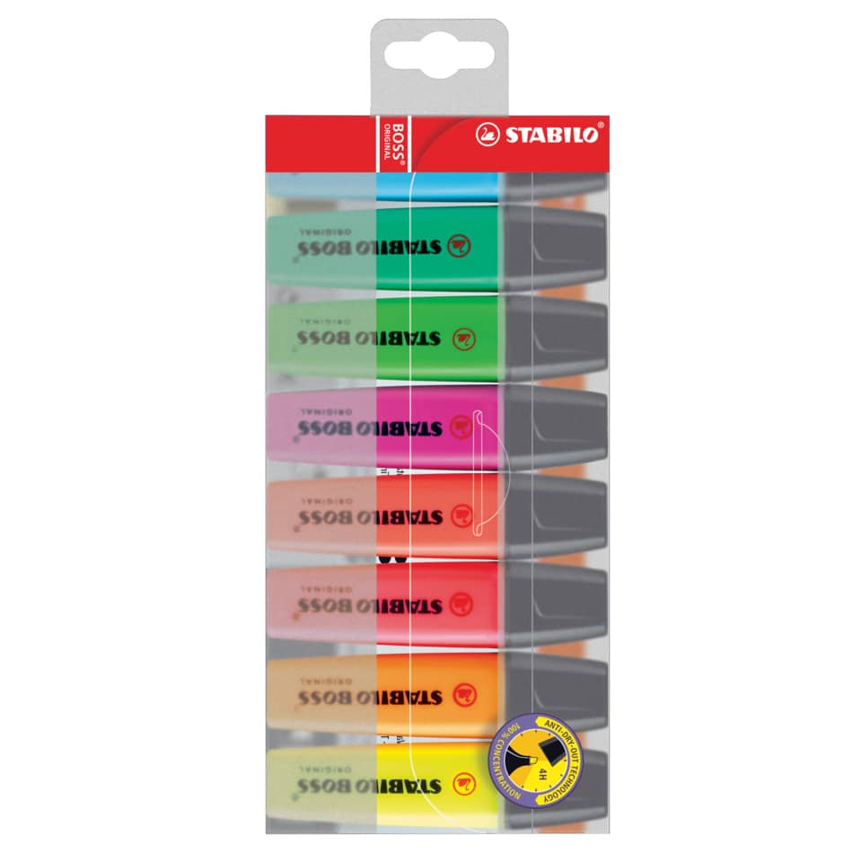 Textmarker BOSS® ORIGINAL, 2-5mm, 8 Stück, sortiert STABILO 70/8