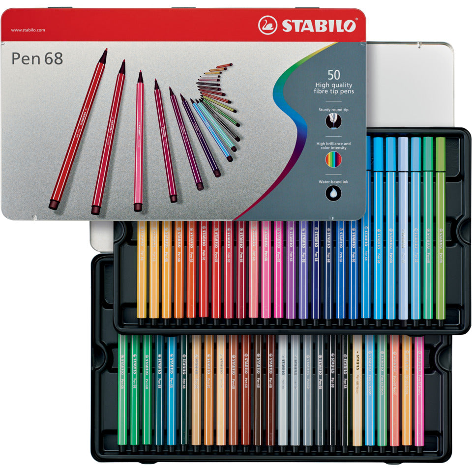 Fasermaler Pen 68, Metalletui mit 50 Stiften STABILO 6850-6 STABILO PEN 6850-6