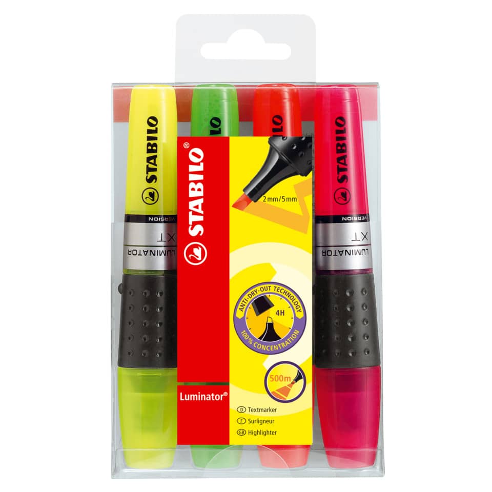 Textmarker LUMINATOR®, 2-5mm, Etui mit 4 Stiften STABILO 71/4 STABILO 71/4  Etui