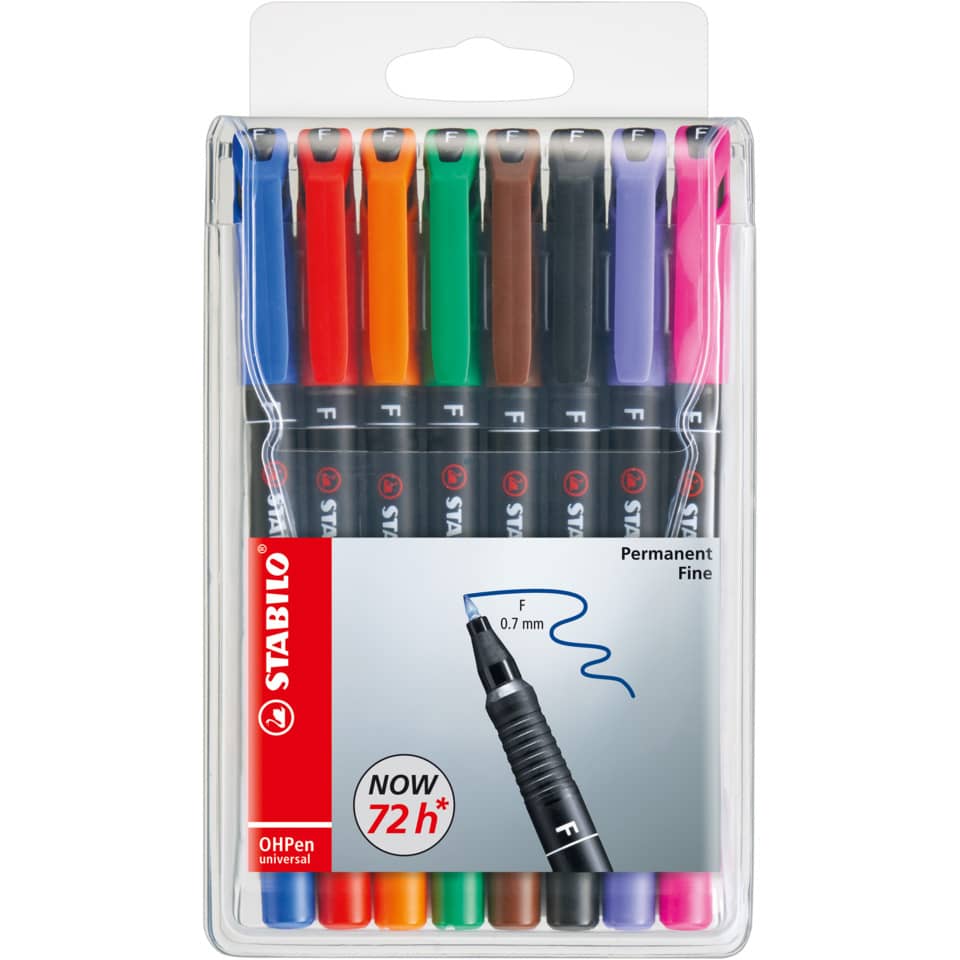 Folienstift OHPen universal, 0,7 mm, permanent, Etui mit 8 Stiften STABILO 842/8 STABILO 842/8 permanent