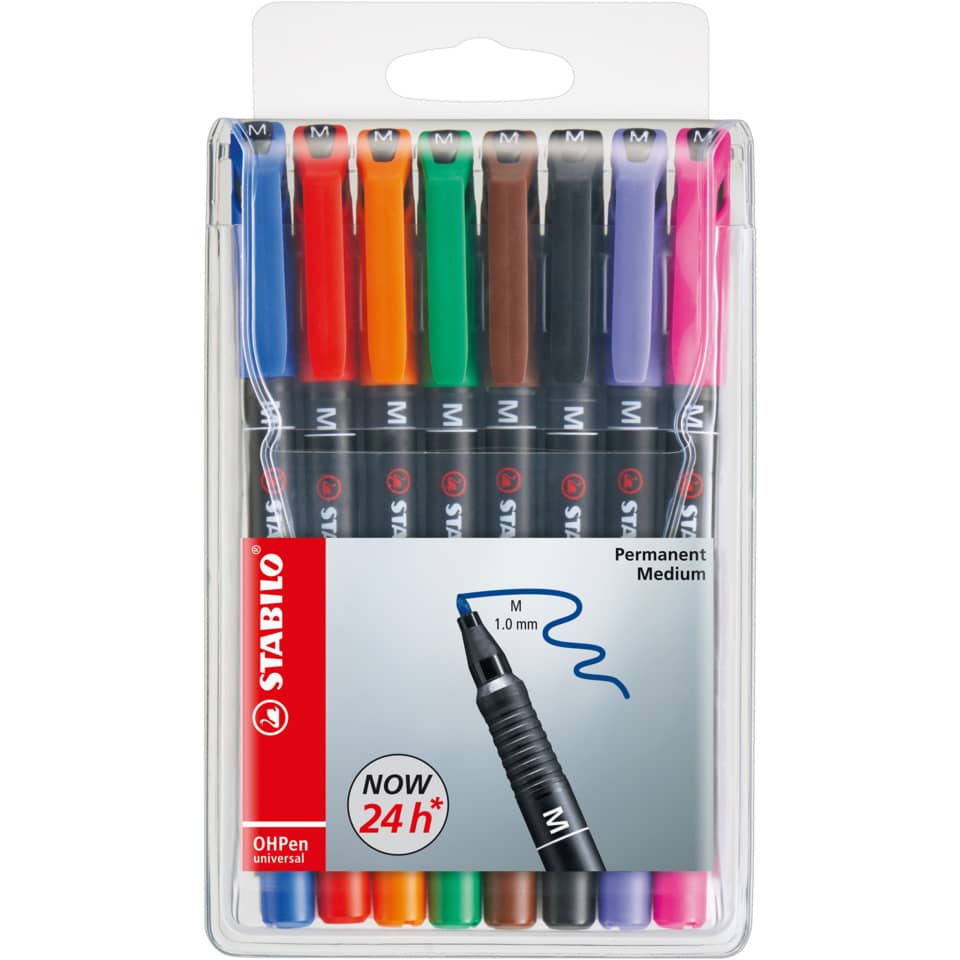 Folienstift OHPen universal, 1 mm, permanent, Etui mit 8 Stiften STABILO 843/8 STABILO 843/8 permanent