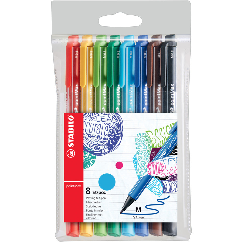 Faserschreiber pointMax, Etui mit 8 Farben STABILO 488/8-01