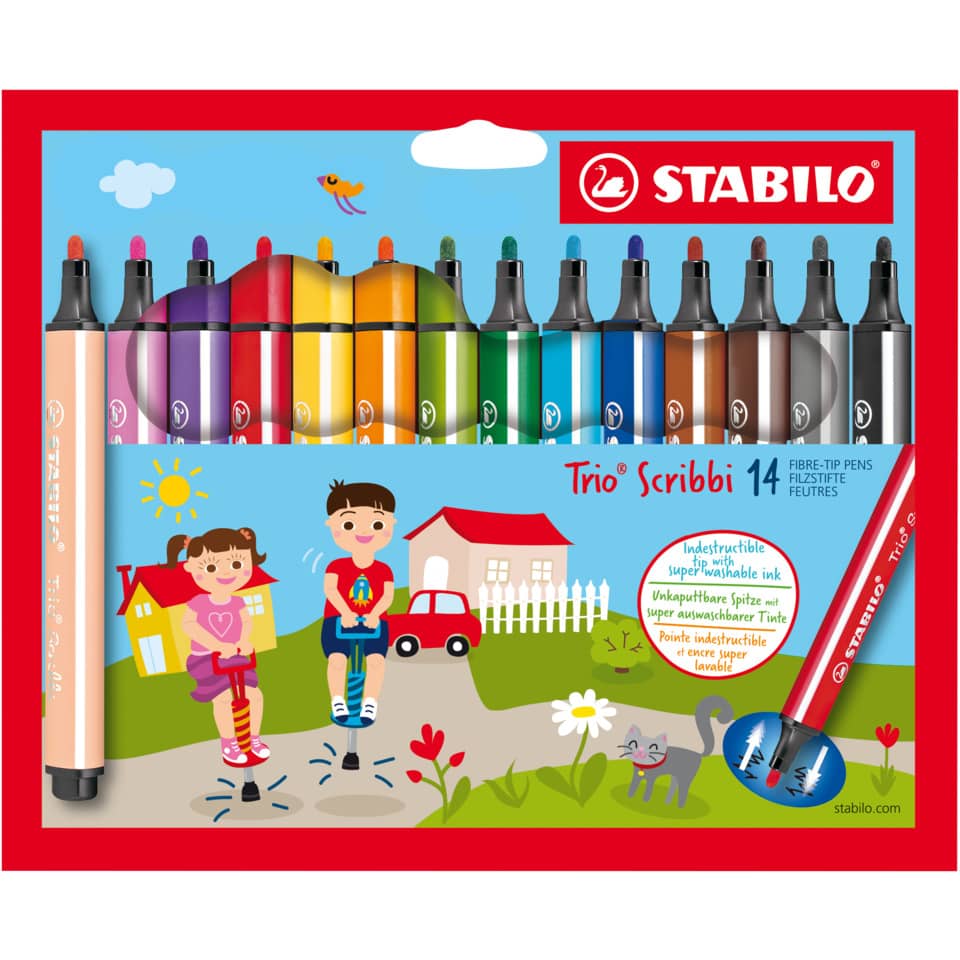 Faserschreiber Trio® Scribbi, 1,5 - 2,0 mm, sortiert, Etui mit 14 Stiften STABILO 368/14-01 STABILO® 368/14-01