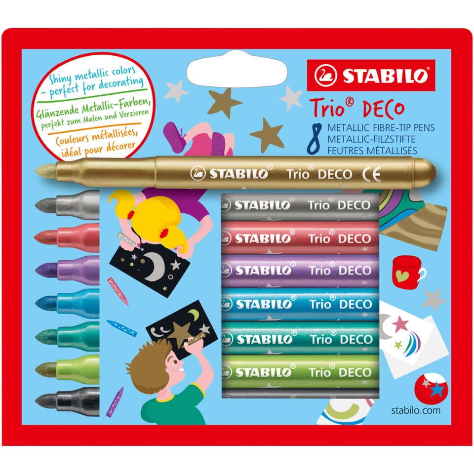 Faserschreiber Trio® DECO metallic, Kartonetui mit 8 Stiften STABILO 377/8 STABILO 377/8 metallic
