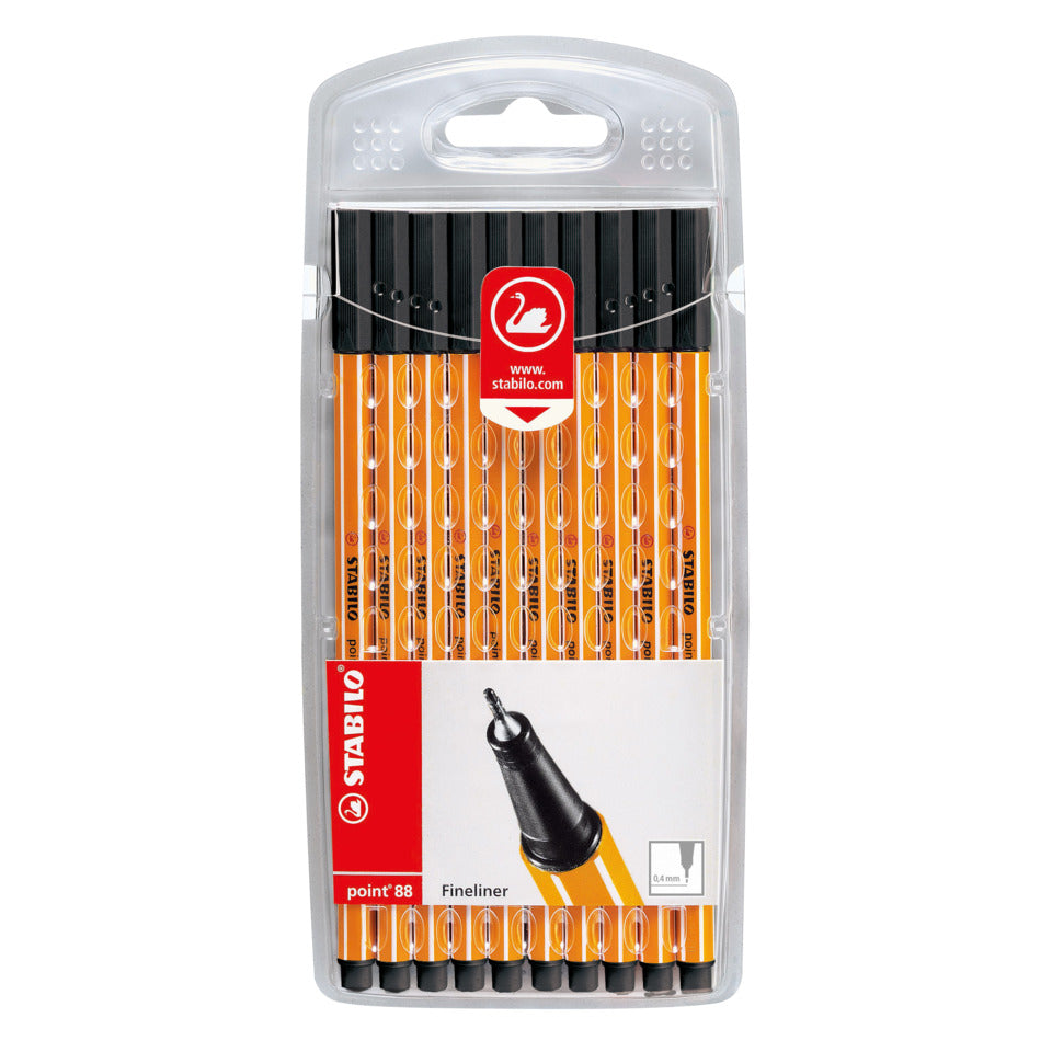 Fineliner point 88® Etui, 0,4 mm, schwarz, Etui mit 10 Stiften STABILO GB/8810-46