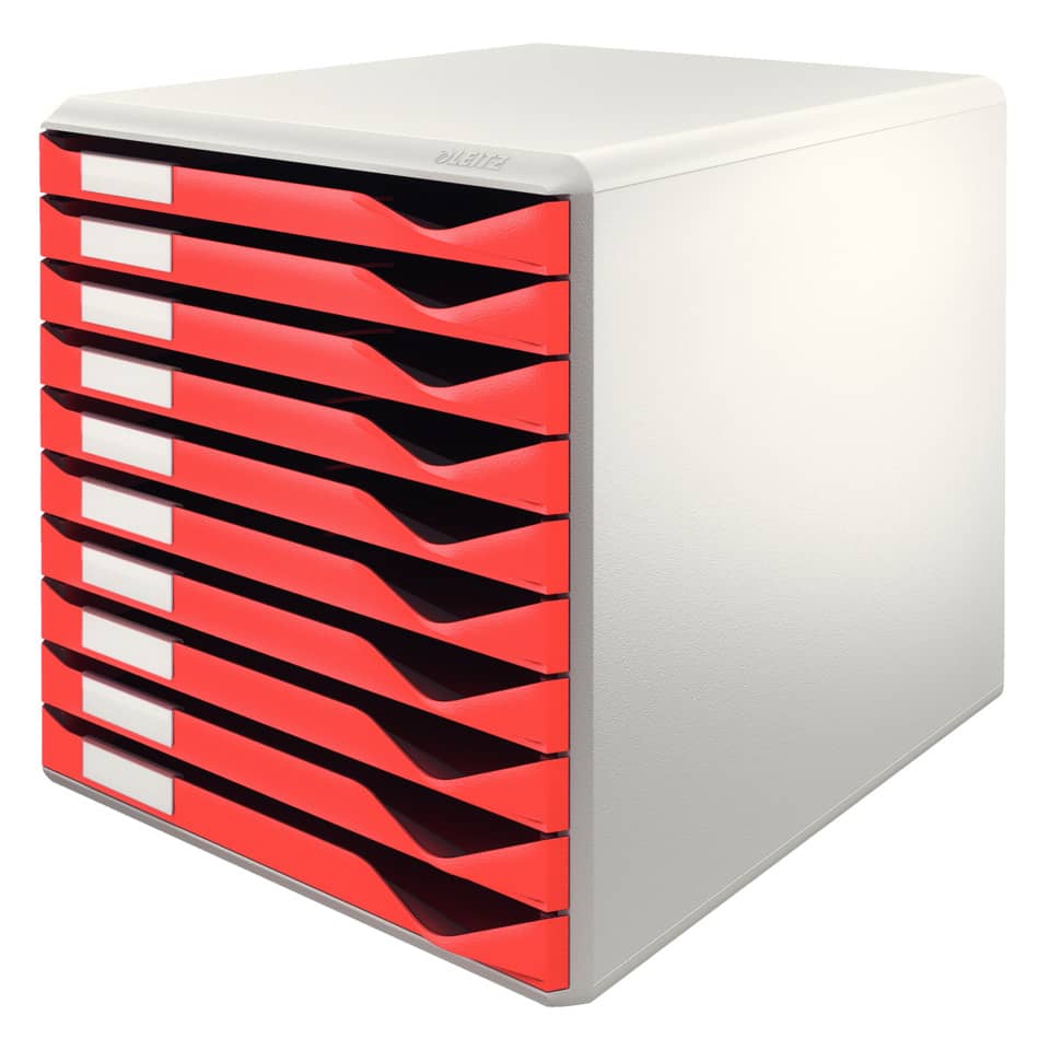 Schubladenset Formular-Set, 10 Schubladen, lichtgrau/rot LEITZ 5281-00-25