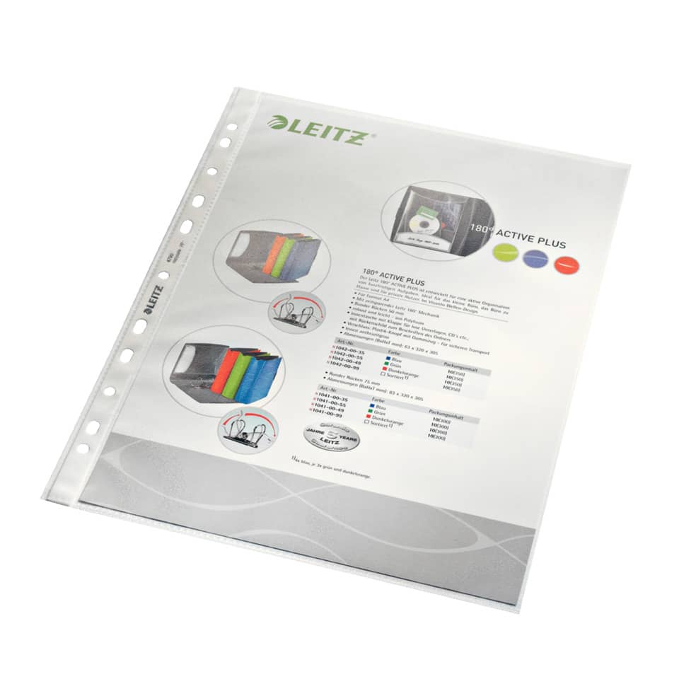 Prospekthülle Standard, A4, PP, genarbt, dokumentenecht, 100 Stück, farblos LEITZ 4790-00-00 LEITZ 4790-00-00 100ST 0,07mm