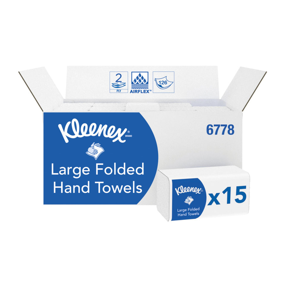 Falthandtuch Ultra™, V-Falz, 2-lagig, 15 x 124 Blatt, weiß KLEENEX 6778 KLEENEX 6778 31,5x21,5cm