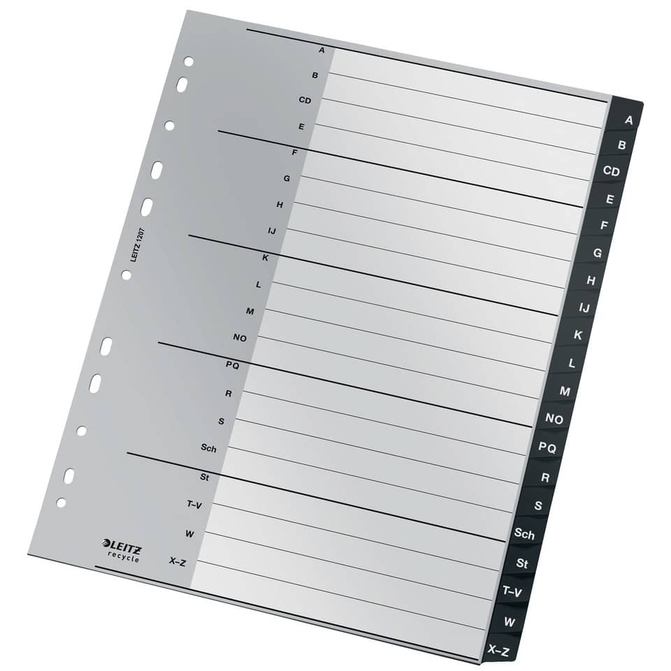 Plastikregister Recycle A-Z, A4 Maxi, PP, 20 Blatt, schwarz LEITZ 1207-00-00