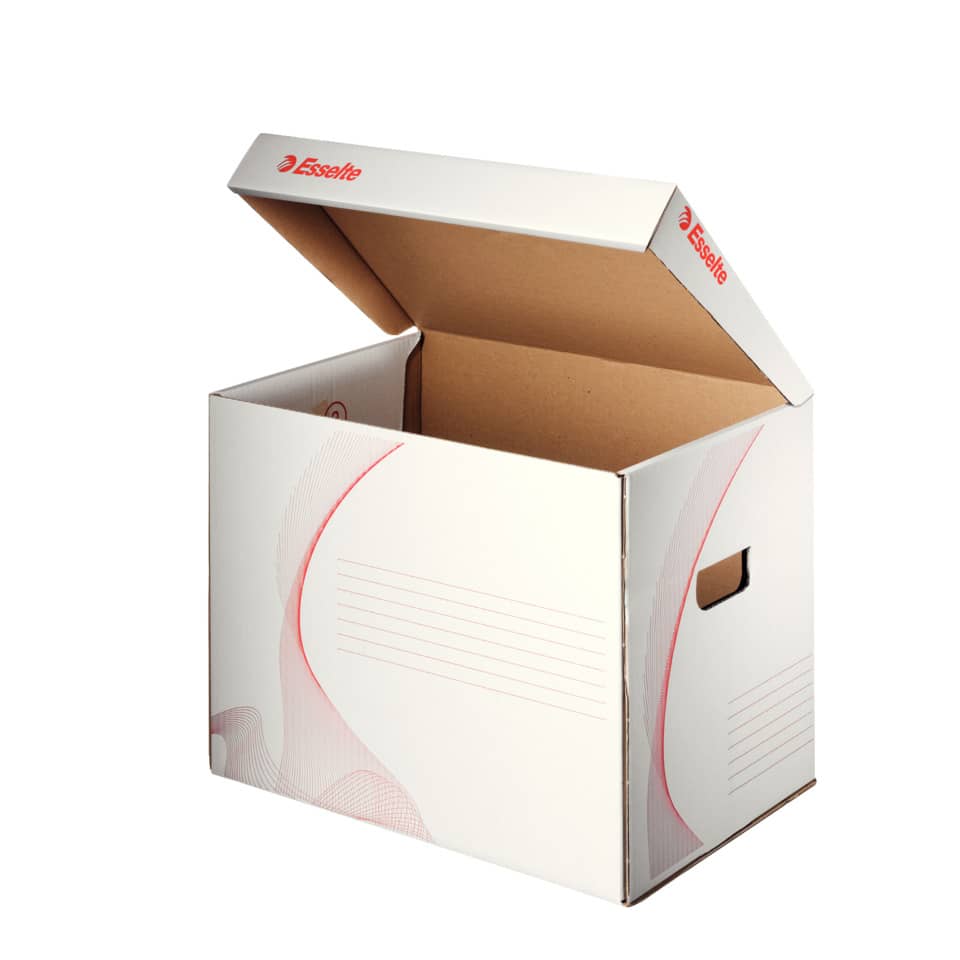 Archivcontainer mit Klappdeckel, A4, Wellpappe, weiß ESSELTE 128911 ESSELTE 128911 weiß