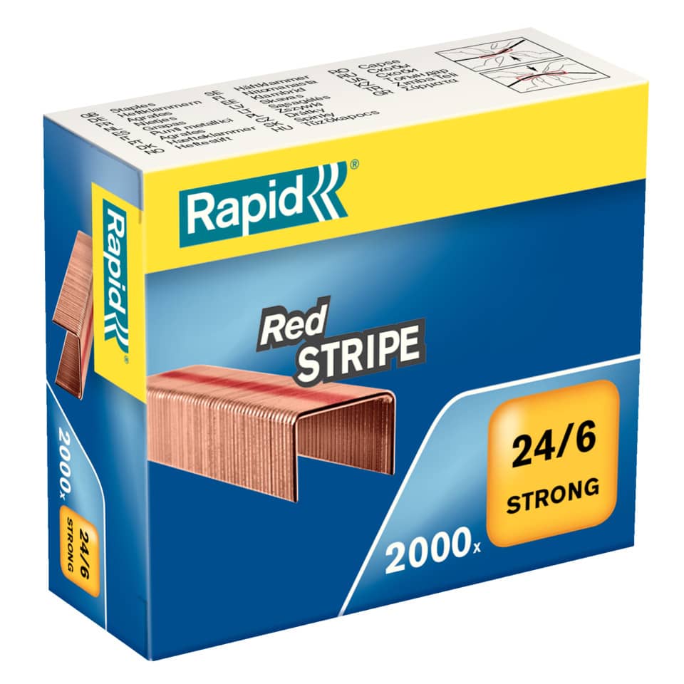 Heftklammern 24/6mm Red Stripe, verzinkt, mit Sollbruchstelle, 2000 Stück RAPID 11700245 RAPID 11700245 2000St RedStrip