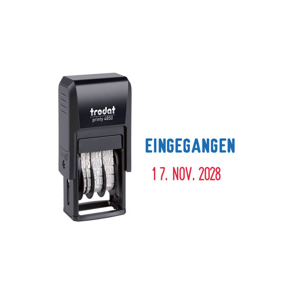 Datumstempel Printy mit Lagertext EINGEGANGEN TRODAT 4850/L1 TRODAT 4850 L1 EINGEGANGEN Fix