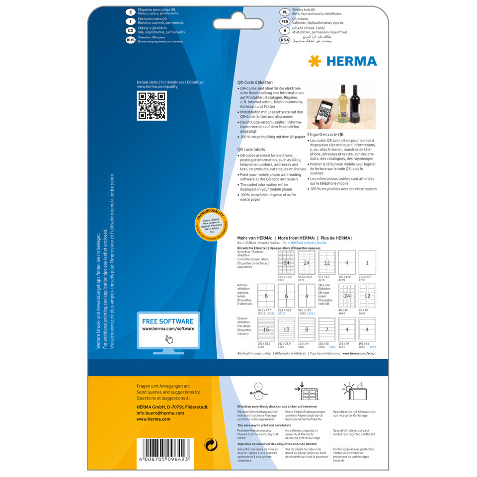 QR-Code Etiketten permanent, 40x40mm, 600 Stück, weiß HERMA 9642 HERMA 9642 QR-Code