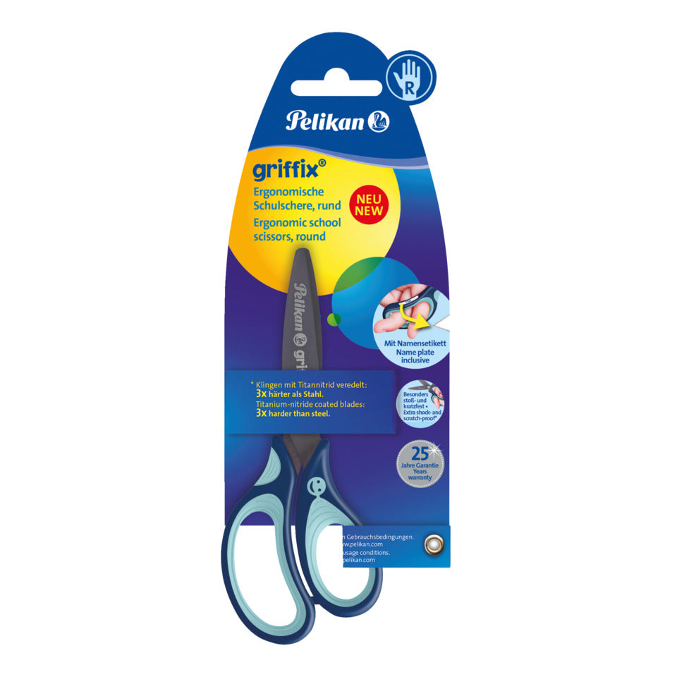 Schulschere griffix®,Rechtshänder, 14cm, blau PELIKAN 100401619 PELIKAN 100401619 803502 Rechts rund