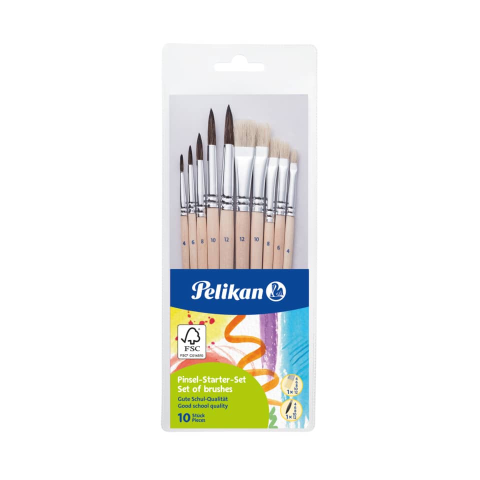 Haarpinsel-Starter-Set PI10/SB, Set mit 10 Pinseln PELIKAN 400191587 PELIKAN 400191587 700405 PI10/SB