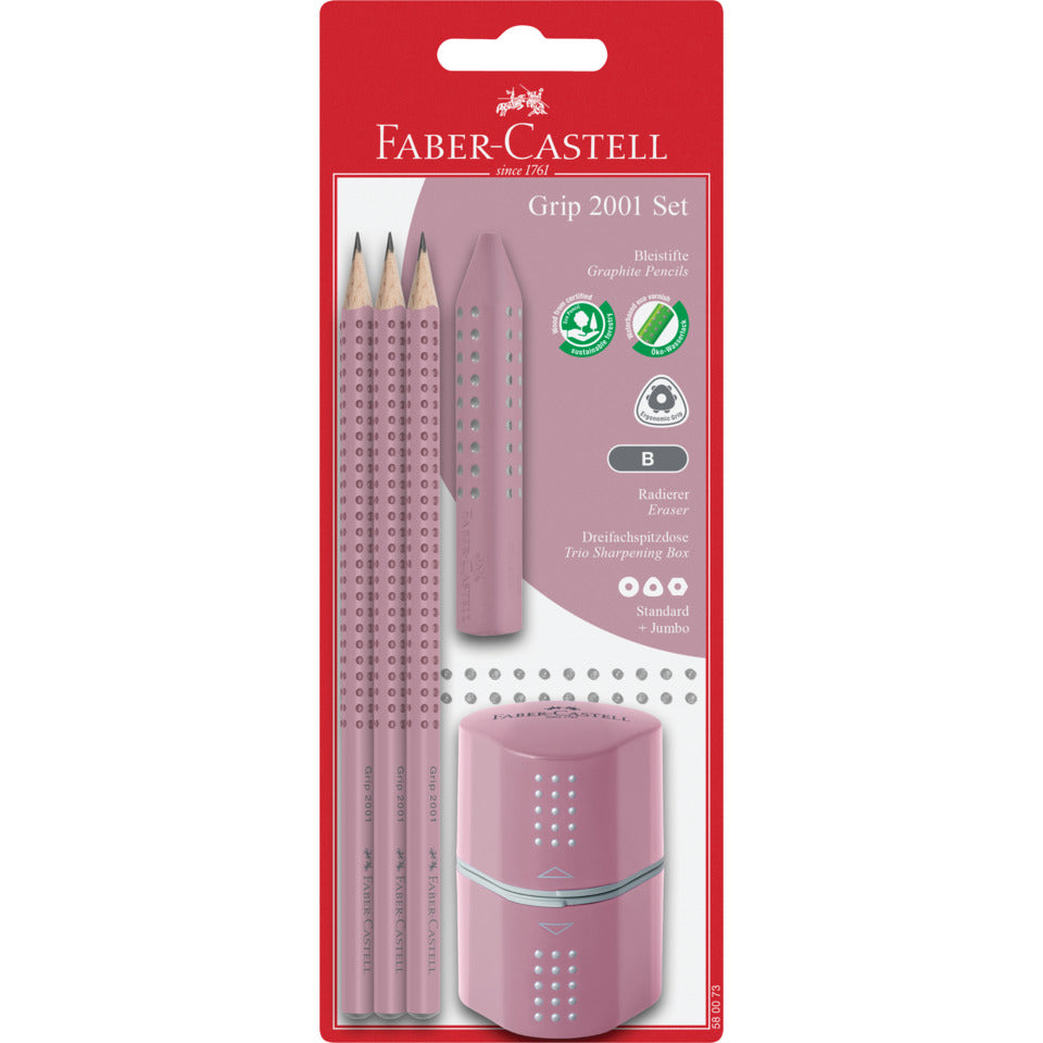 Schreibset Grip 2001 B, 5-teilig, rose shadows FABER CASTELL 580073