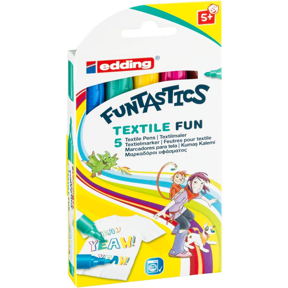 Kindertextilmaler 17 FUNTASTICS TEXTILE FUN, 5 Stück, sortiert EDDING 4-17-5 EDDING 4-17-5 Funtastics Textile