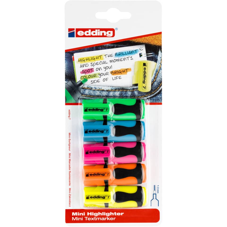 Textmarkeretui 7 Mini, 1-3mm, 5 Stück, sortiert EDDING 4751999 EDDING 4-7-5-1999