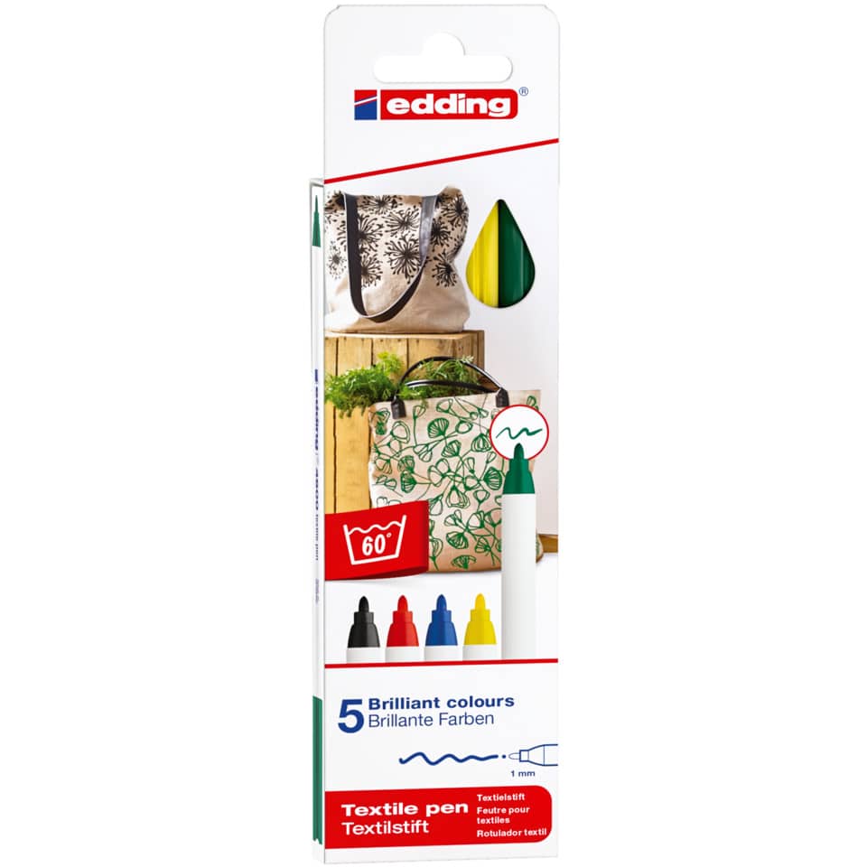 Textilstift 4600 Basic, 5 Stück, sortiert EDDING 4-4600-5 EDDING 4-4600-5 Basic Colours