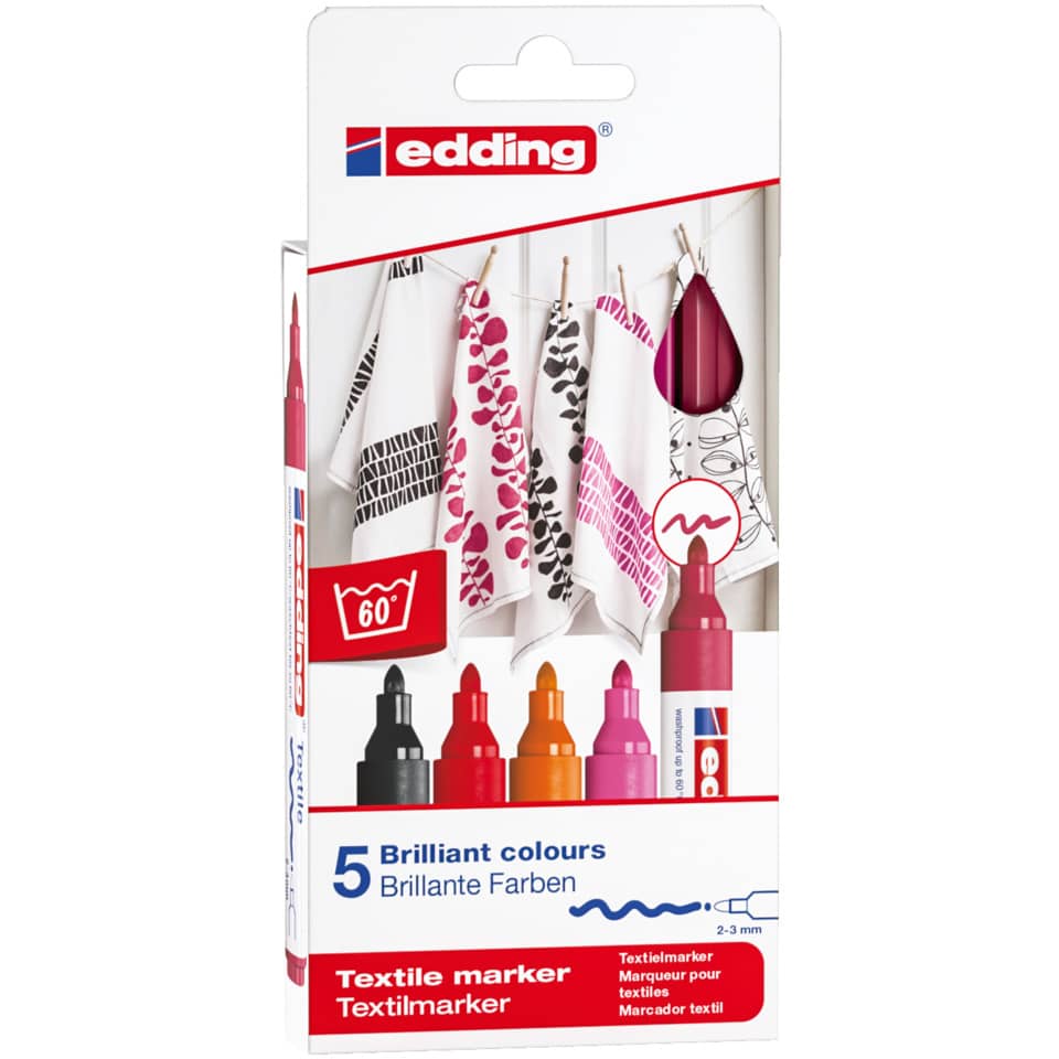 Textilmarker 4500, 5er-Set sortiert warm EDDING 4-4500-5999 EDDING 4-4500-5999 warme Farben