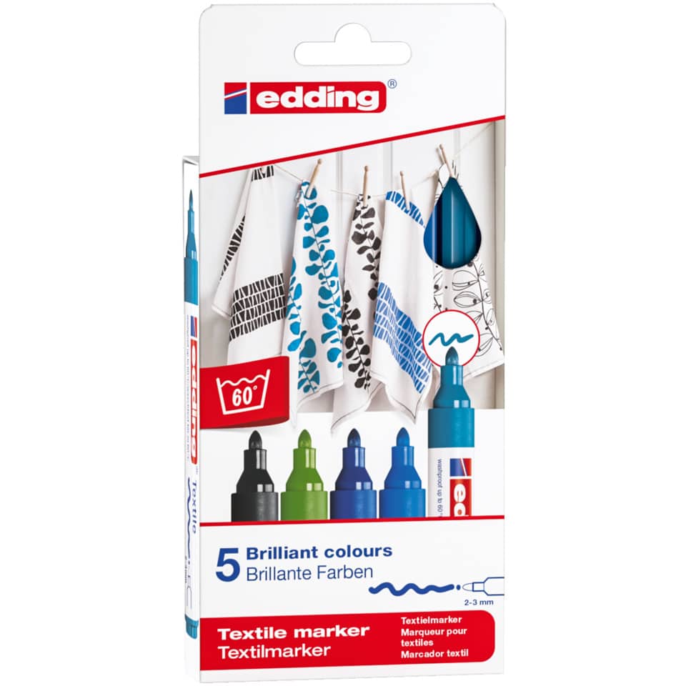 Textilmarker 4500, 5er-Set sortiert kühl EDDING 4-4500-5099 EDDING 4-4500-5099 kalte Farben