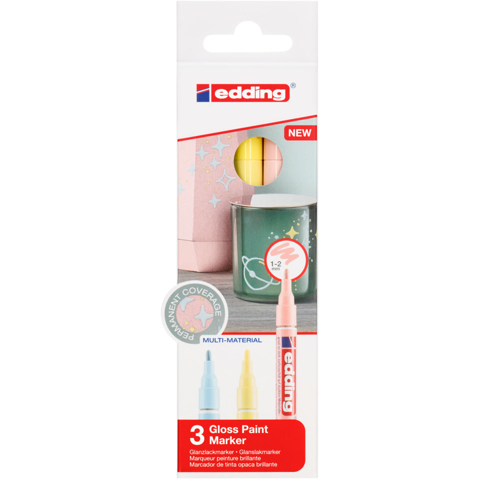 Glanzlackmarker 751, 1-2mm, Rundspitze, 3 Stück, pastell sortiert EDDING 751-3-099 EDDING 751-3-099 sortiert
