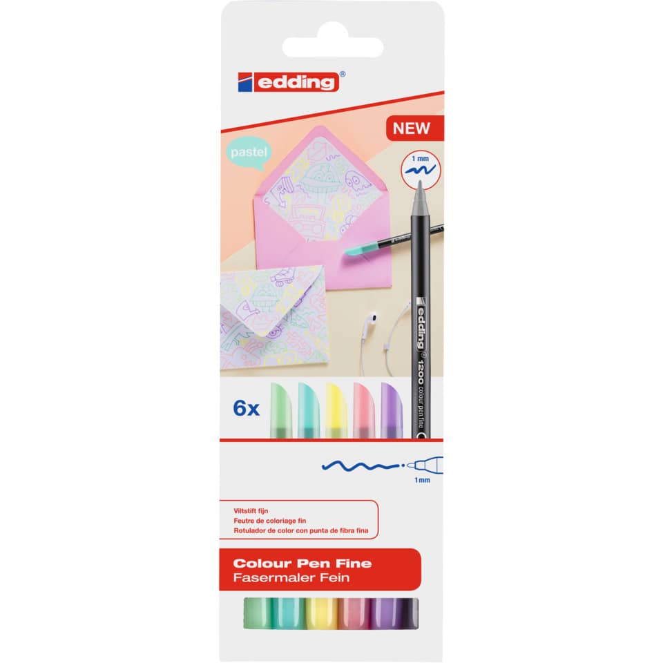 Faserschreiberetui Colourpen Pastell, 6 Stück, sortiert EDDING 1200-6-999 EDDING 1200-6-999 1200/6S