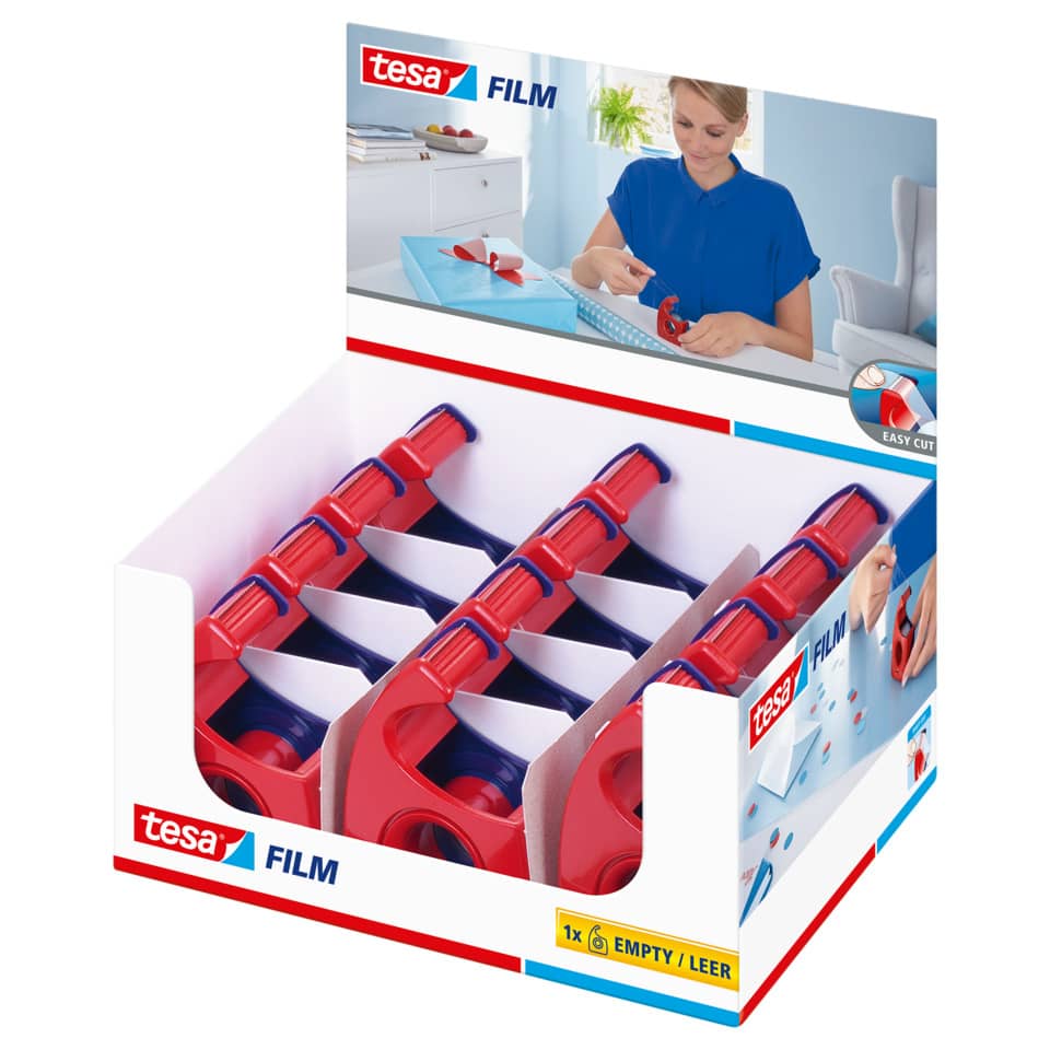 Handabroller EasyCut, 10mx19mm, rot/blau TESA 57443-00001-01 TESA 57443-00001-00 leer Easy Cut