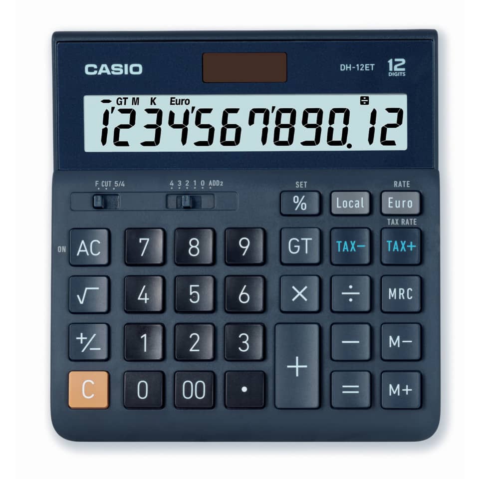 Tischrechner groß, Steuerberechnung, Währungsumrechnung, 12-stellig CASIO DH-12ET