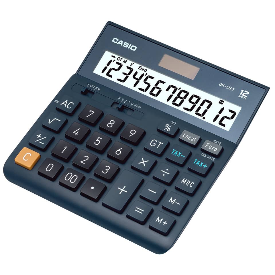 Tischrechner groß, Steuerberechnung, Währungsumrechnung, 12-stellig CASIO DH-12ET