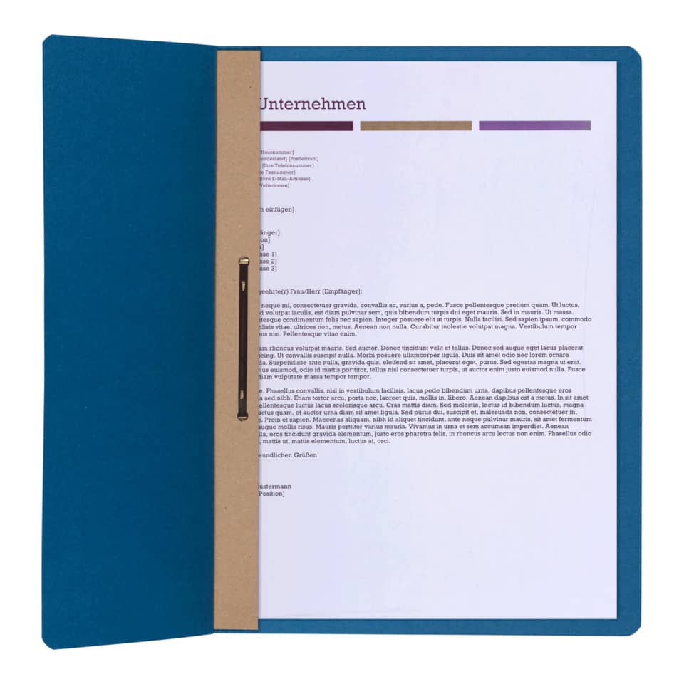 Ösenhefter, A4, 250 g/m², halber Deckel, kfm-/Amtsheftung, Manilakarton, blau ELBA 100560000