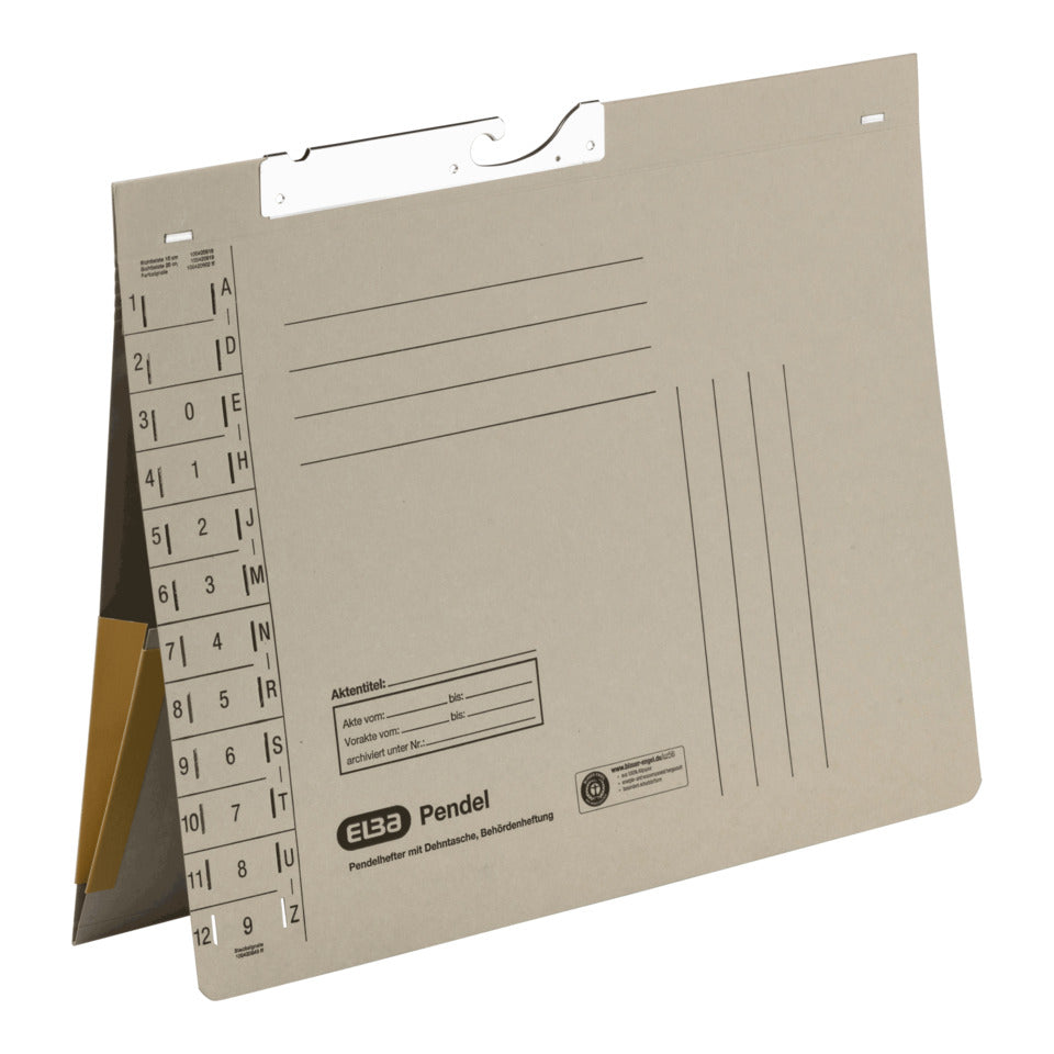 Pendelhefter mit Dehntasche, 320g/m², Amtsheftung, grau ELBA 100570021