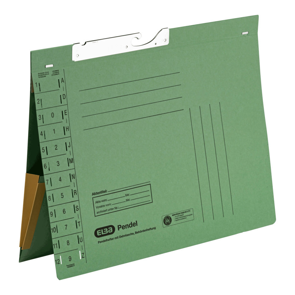 Pendelhefter mit Dehntasche, 320g/m², Amtsheftung, grün ELBA 100570020