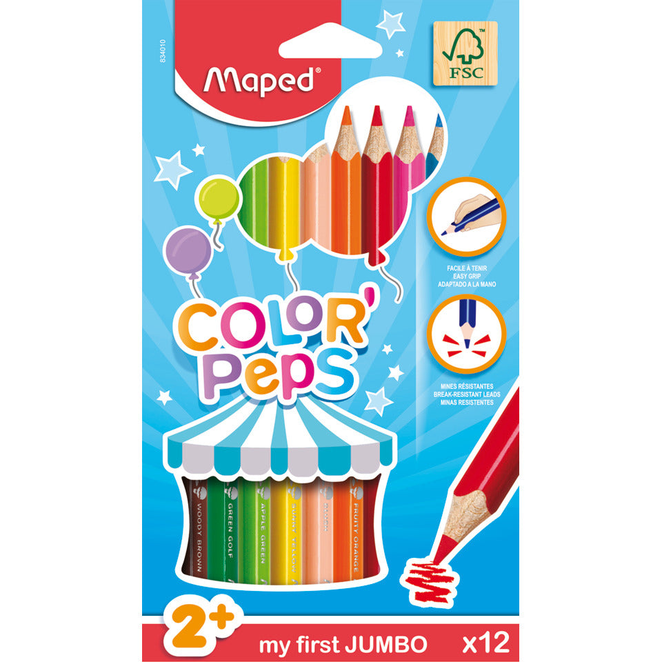 Farbstiftetui Color'Peps Jumbo, 12 Stück, sortiert MAPED M834010FC MAPED 834010FC sortiert