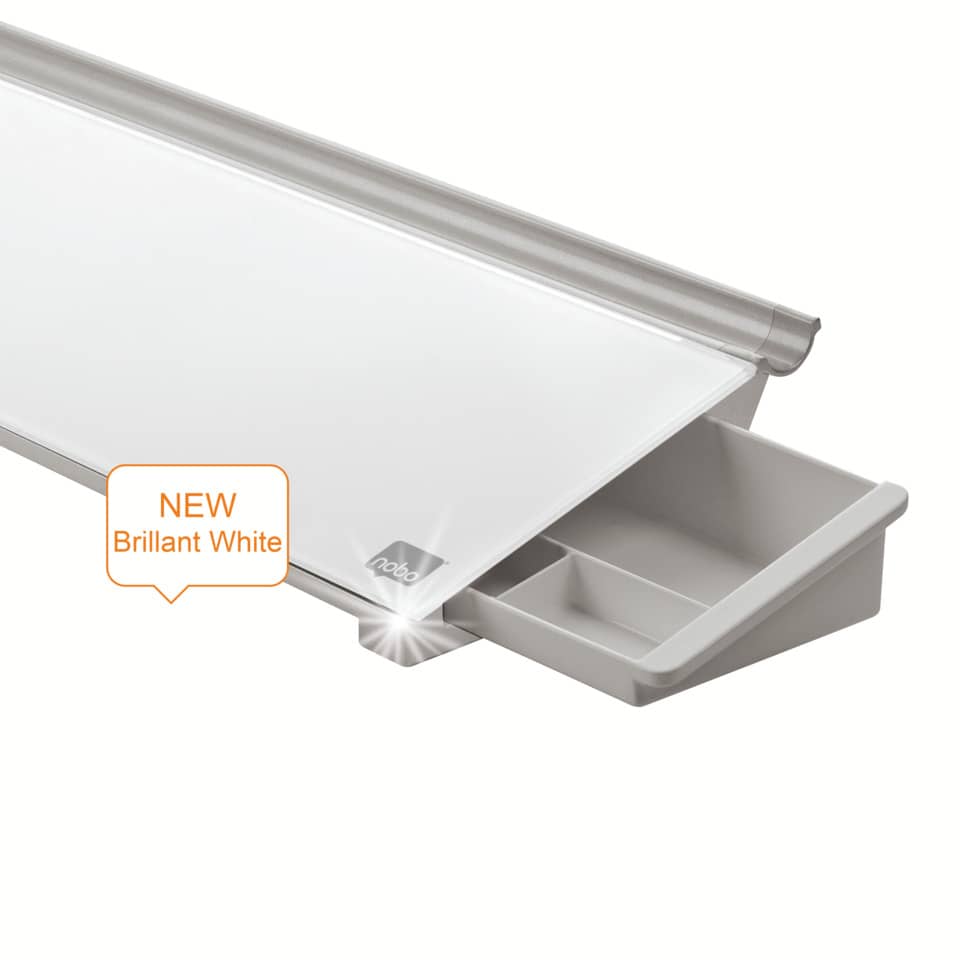 Glas Desktop-Memoboard, Glas/Aluminium, 460 x 140 x 60 mm, weiß NOBO 1905174